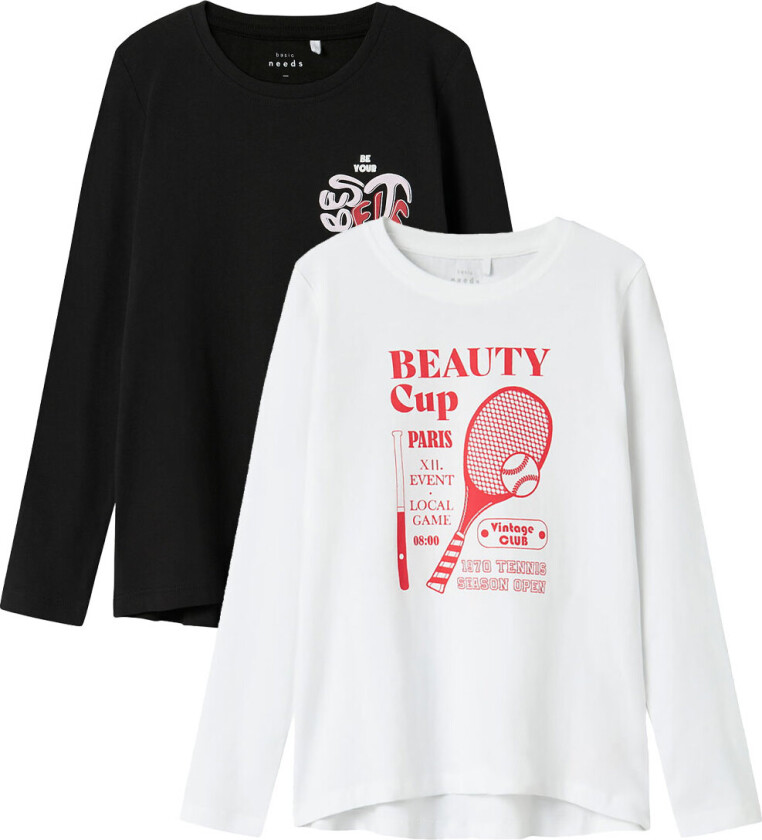 Gensere - 2-pack - NkfViolet - Loose - Black/Bright Whit - - 13-14 år (158-164) - Genser