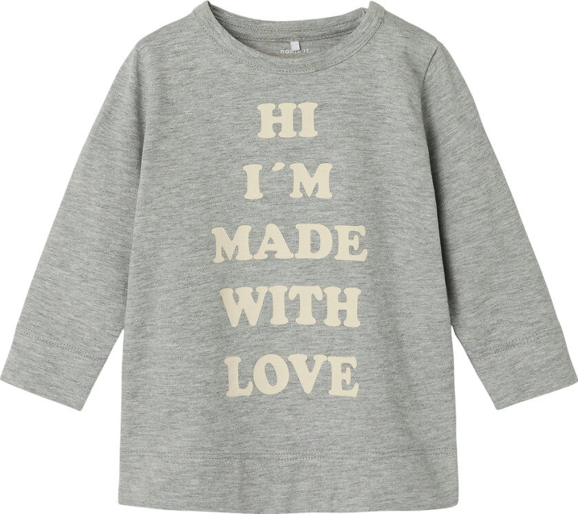 Genser - NbfLaba - Grå Melert m. Trykk - - 62 - Genser