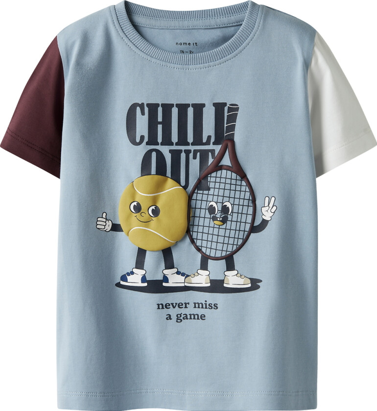 T-skjorte - NmmKyler - Dusty Blue m. Trykk - - 2 år (92) - T-skjorte