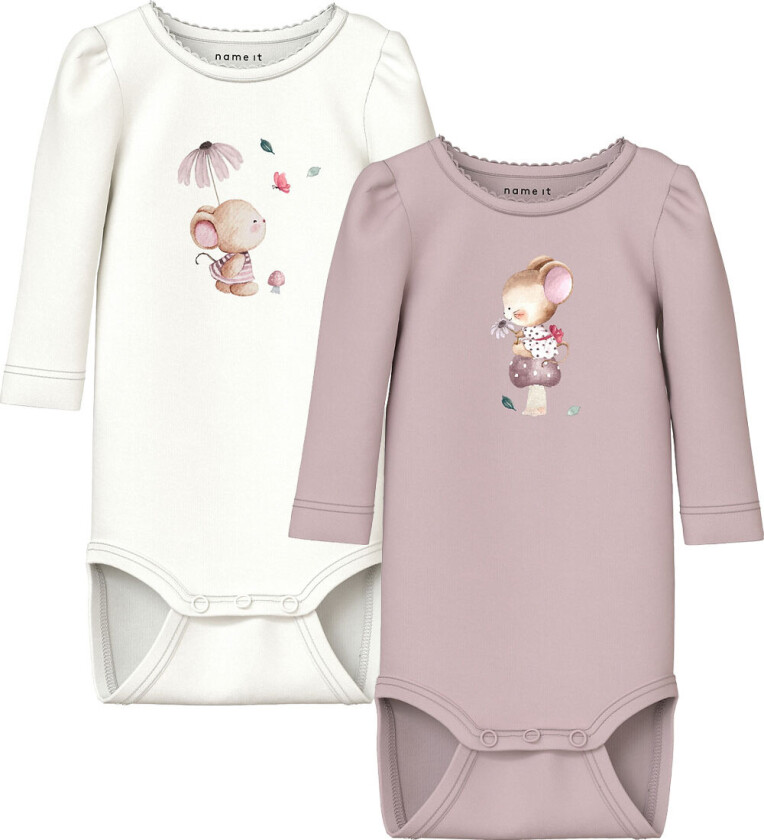 Bodyer I/e - NbfLotus - 2-pack - Cloud Danser/Polert - - 1 år (80) - Langermet Body