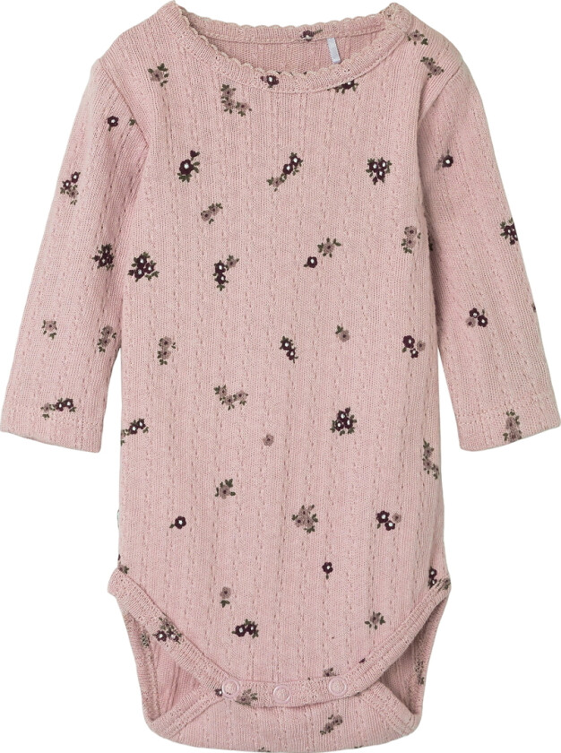 Body I/e - NbfLower - Polert Lilac m. Blomster - - 1 år (80) - Langermet Body