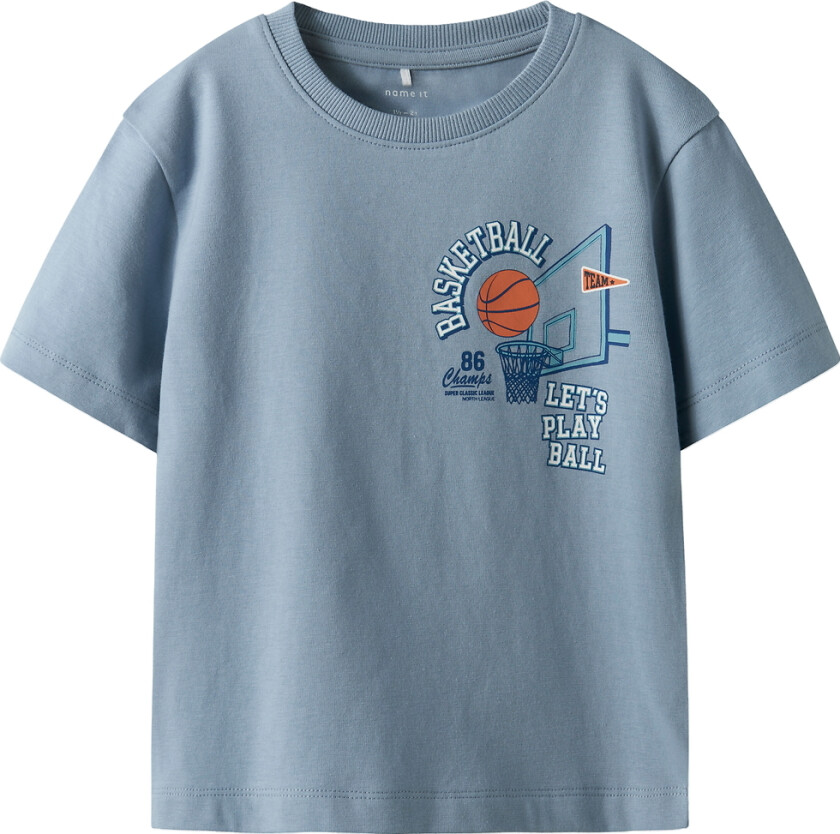 T-skjorte - NmmKeith - Dusty Blue m. Trykk - - 2 år (92) - T-skjorte