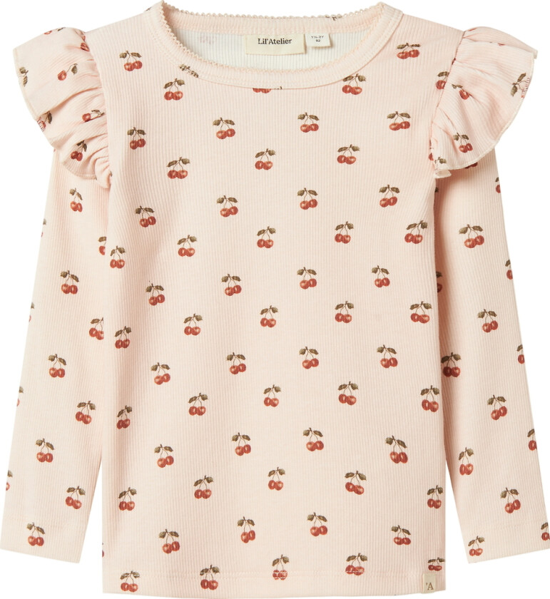 Lil' Atelier Genser - Rib - NmfLavo - Sølv Peony m. Kirsebær - Lil Atelier - 2 år (92) - Genser