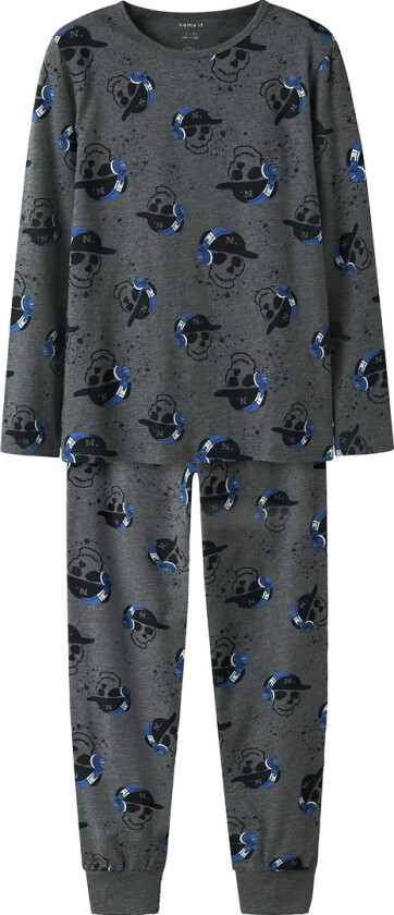 Pysjamas 2 Deler - NkmNight - Mørkegrå Melert - - 11-12 år (146-152) - 2-delt nattøy