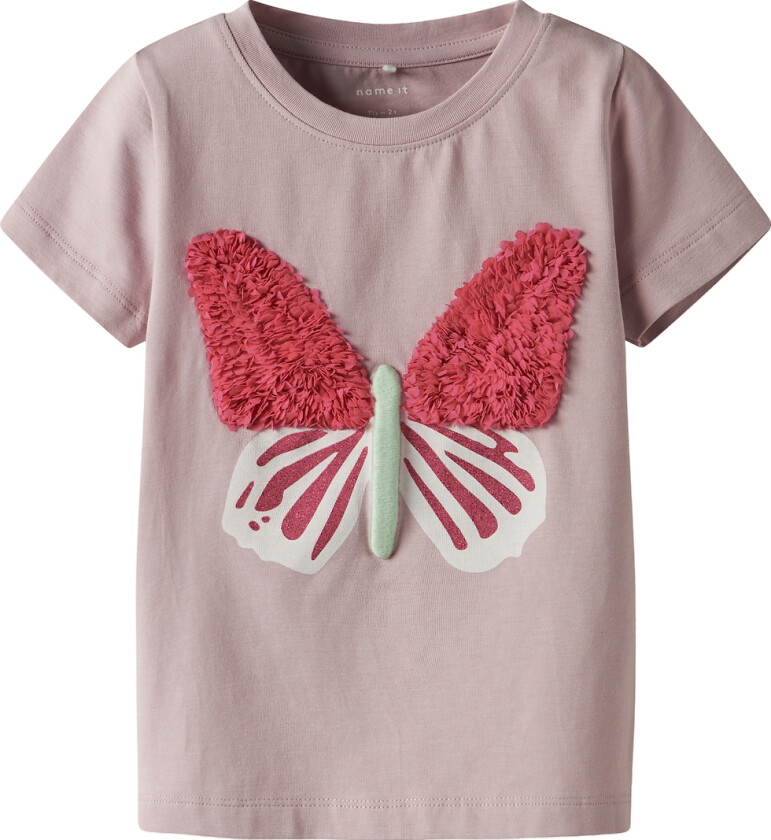 T-skjorte - NmfLofla - Polert Lilac m. Sommerfugl - - 1 år (80) - T-skjorte