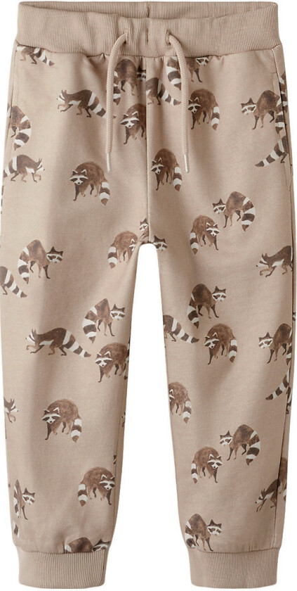 Joggebukser - NmmKeonel - Enkelt og greit Taupe m. Trykk - - 3 år (98) - Joggebukse