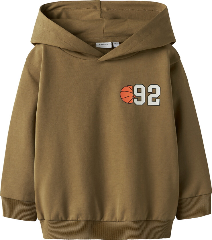 Hettegenser - NmmKelvin - Mat Gold m. Trykk - - 2 år (92) - Hettegenser