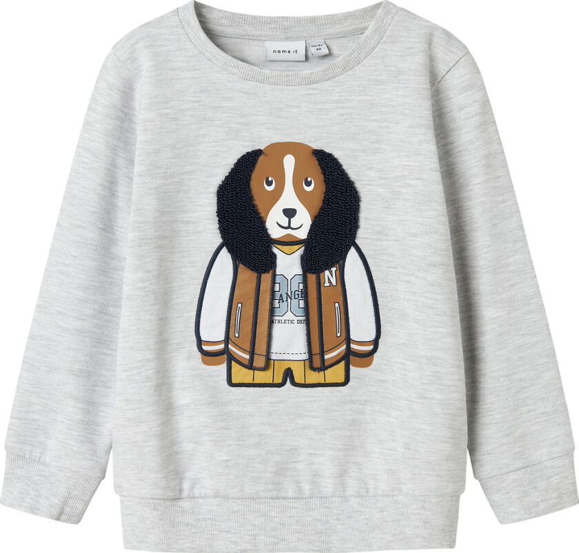 Collegegenser - NmmKamden - Lysegrå Melert m. Trykk - - 2 år (92) - Collegegenser