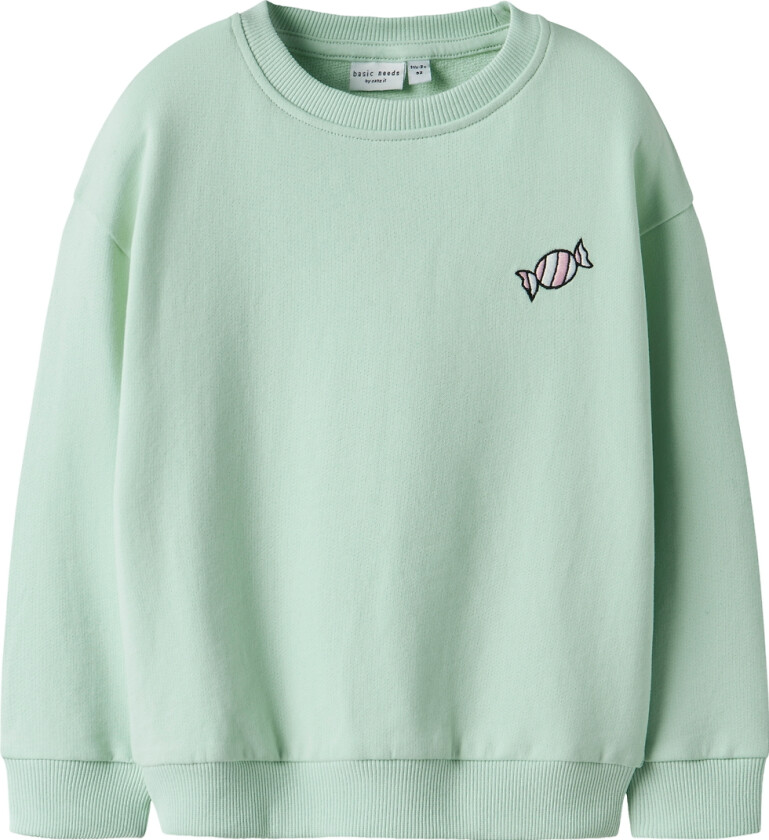 Collegegenser - NmfVallene - Gossamer Green/Candy - - 4 år (104) - Collegegenser