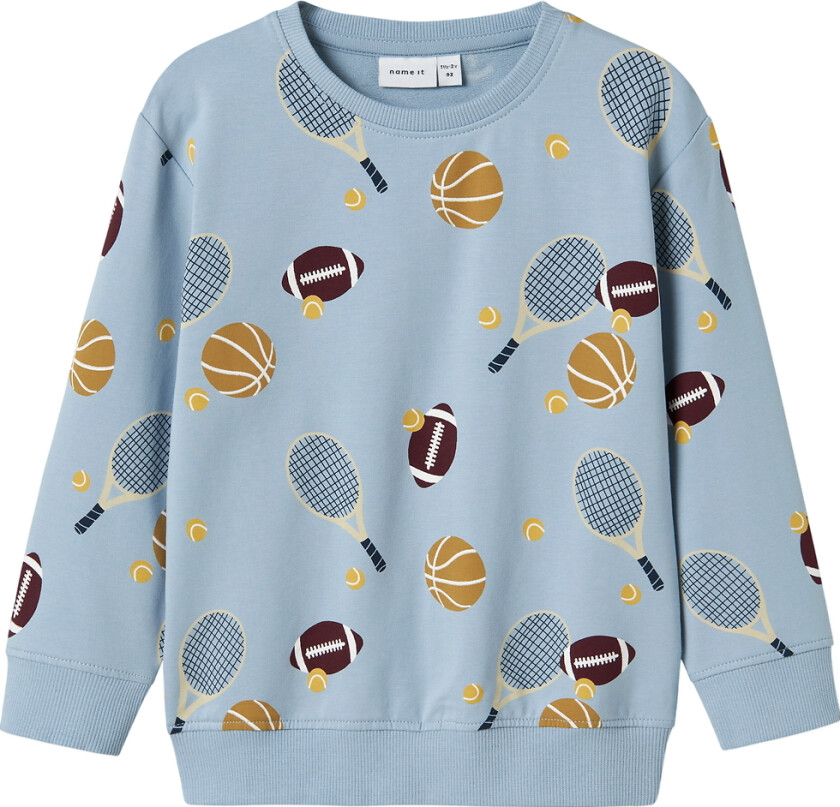 Collegegenser - NmmKeaton - Dusty Blue m. Trykk - - 4 år (104) - Collegegenser