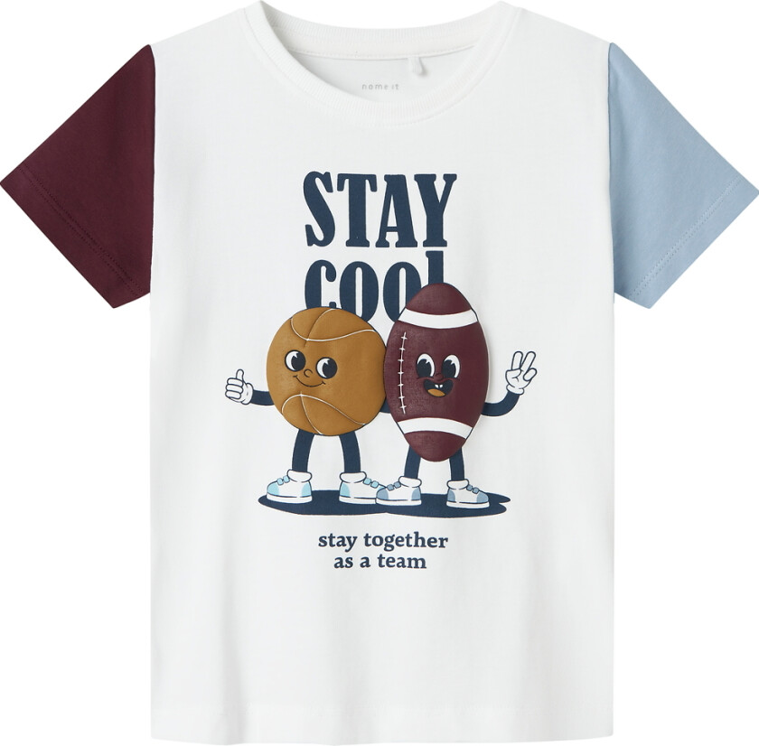 T-skjorte - NmmKyler - Bright White m. Trykk - - 2 år (92) - T-skjorte