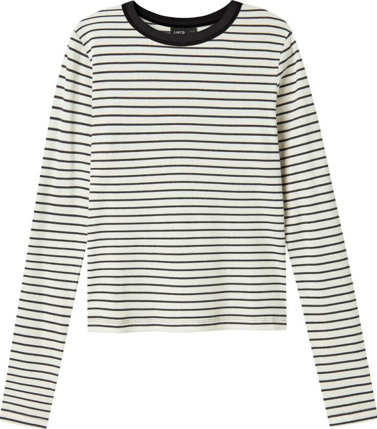 Genser - Rib - Noos - NlfHinaja - Dark Grey Melange/White S - - 11-12 år (146-152) - Genser