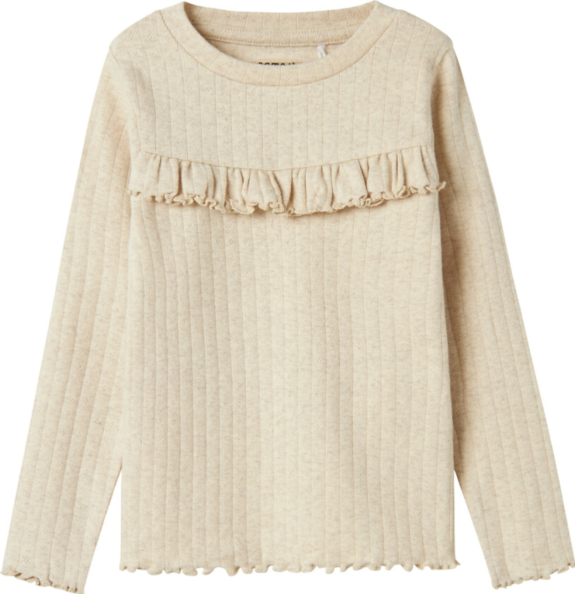 Genser - Rib - NmfLalla - Peyote-melange m. Hullmønster - - 3 år (98) - Genser