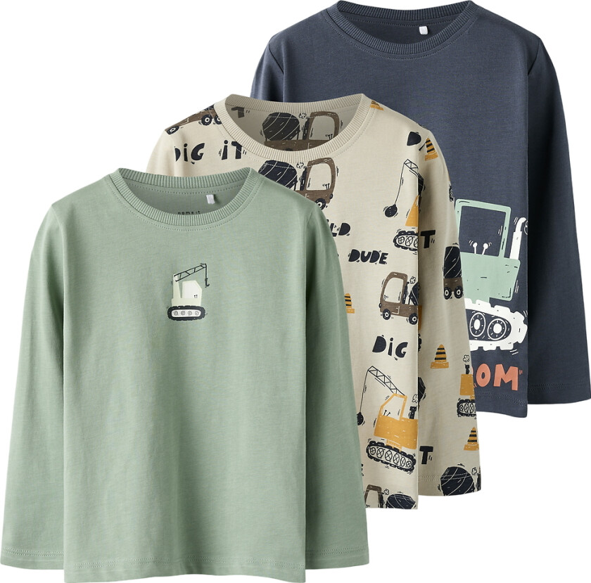 Gensere - 3-pack - NmmNiko - Green Bay/Sølv Fôr - - 6 år (116) - Genser