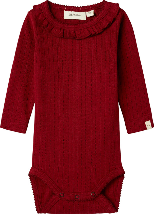 Lil' Atelier Body I/e - Rib - NbfRachel - Rød Dahlia - Lil Atelier - 62 - Langermet Body