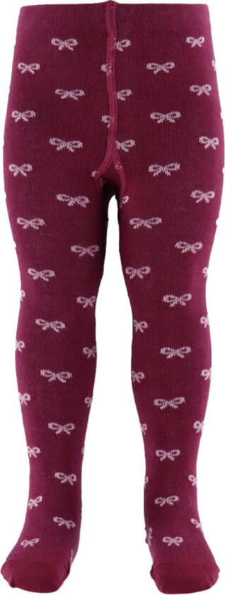 Strømpebukser - Bordeaux/Rosa m. Løkker - - 62/68 - Strømpebukser