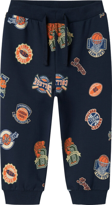 Joggebukser - NmmLeland - Navy Blazer m. Trykk - - 2 år (92) - Joggebukse