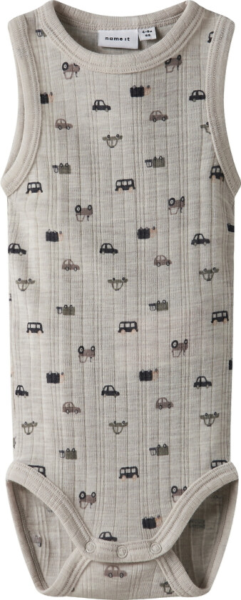 Body u/e - Ull - Rib - NbmWang - Perlemorsblomst Cloud/S - - 56 - Body uten ermer