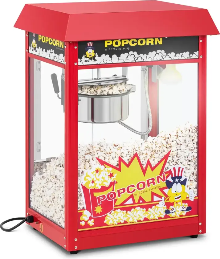 Popcornmaskin - retrodesign - 150 / 180 °C - rød - Royal Catering