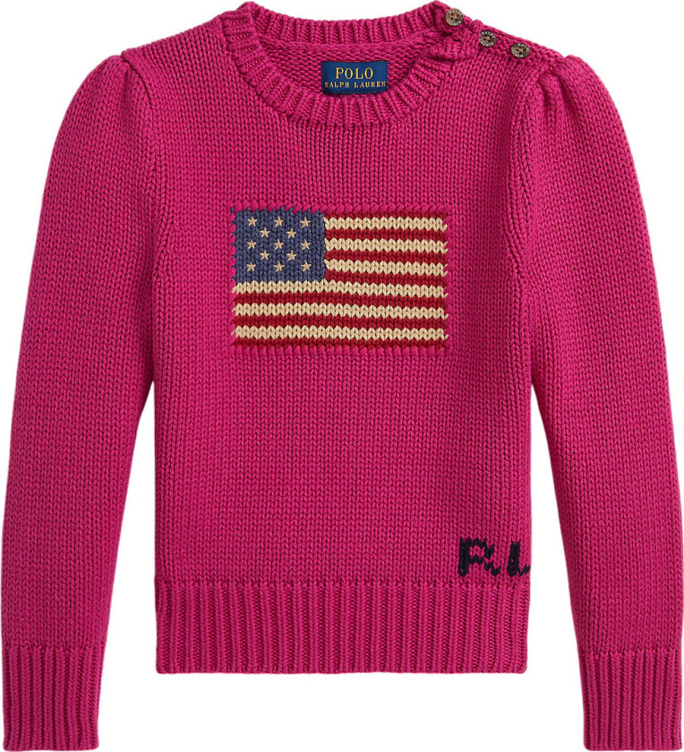 Genser - Strikk - Preppy Rosa m. Flagg - - 2 år (92) - Genser