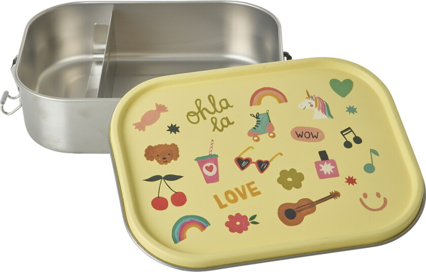 Matboks - Rustfritt Stål - Stor - 2 Rum - Soft Yellow Unico - - OneSize - Matboks