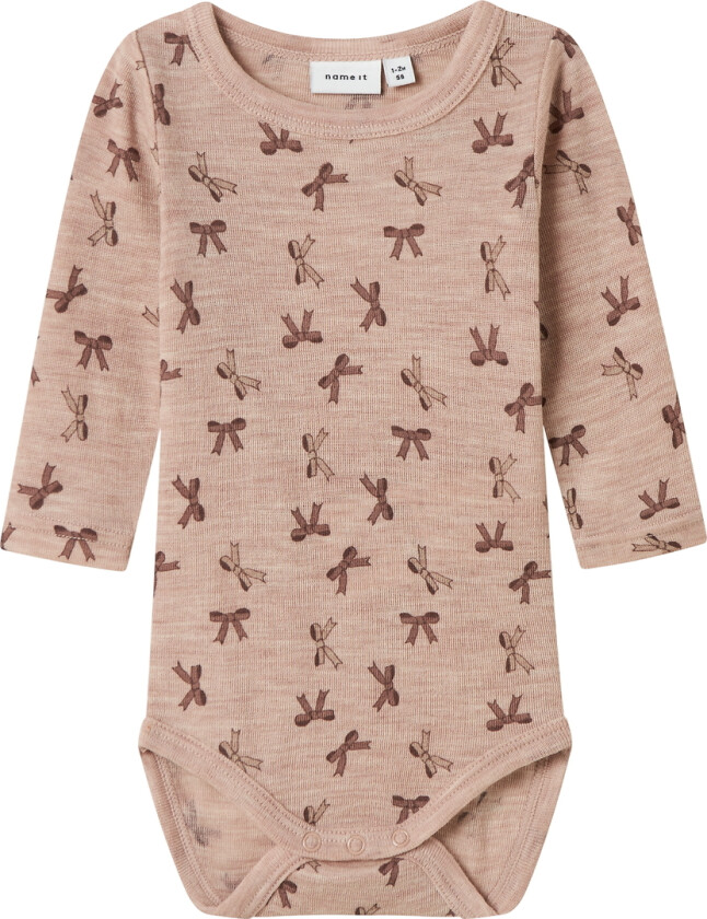 Body I/e - Ull - NbfWang - Shadow Grå/Sløyfer - - 56 - Langermet Body