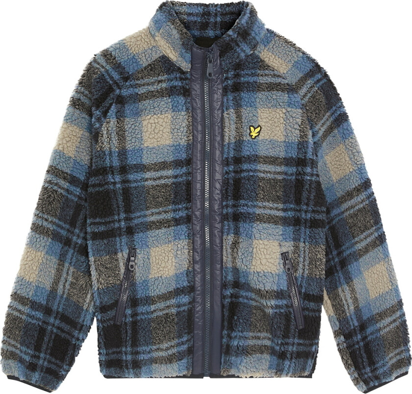 Fleecejakke - Jacquard Sherpa - Marine Rutet - - 12-13 år (152-158) - Fleecejakke