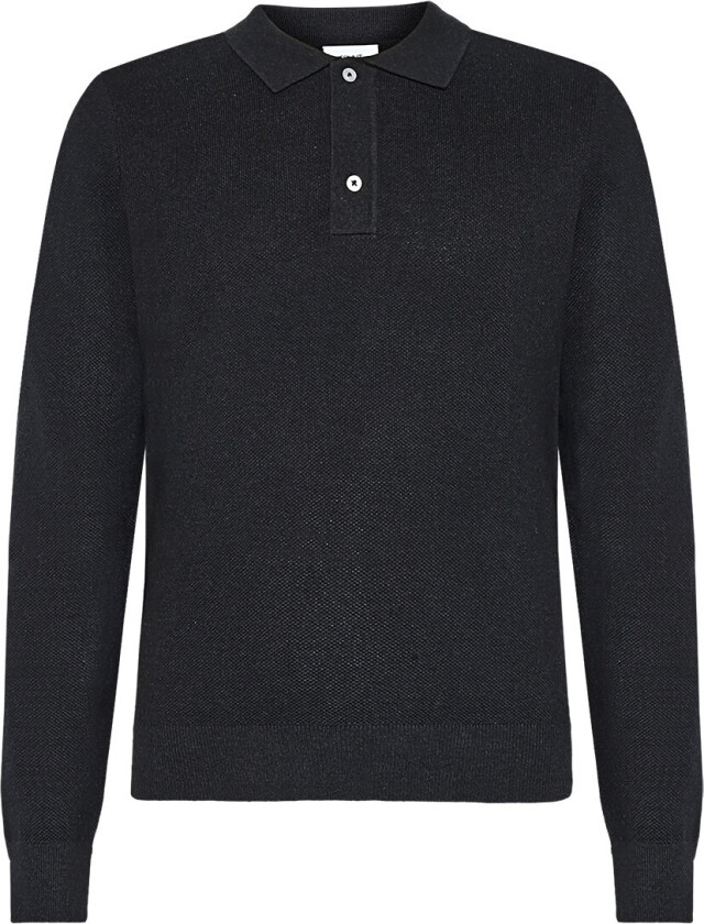 Poloskjorte - Strikk - GrHam - Black Melert - - 16 år (176) - Genser
