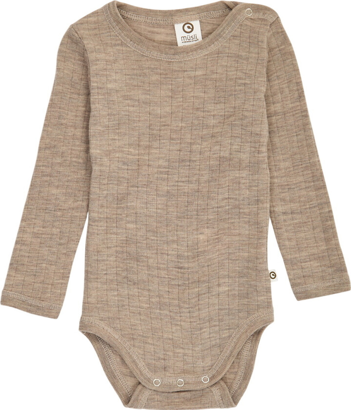 Body I/e - Rib - Ull - Balsam Melert - - 1½ år (86) - Langermet Body