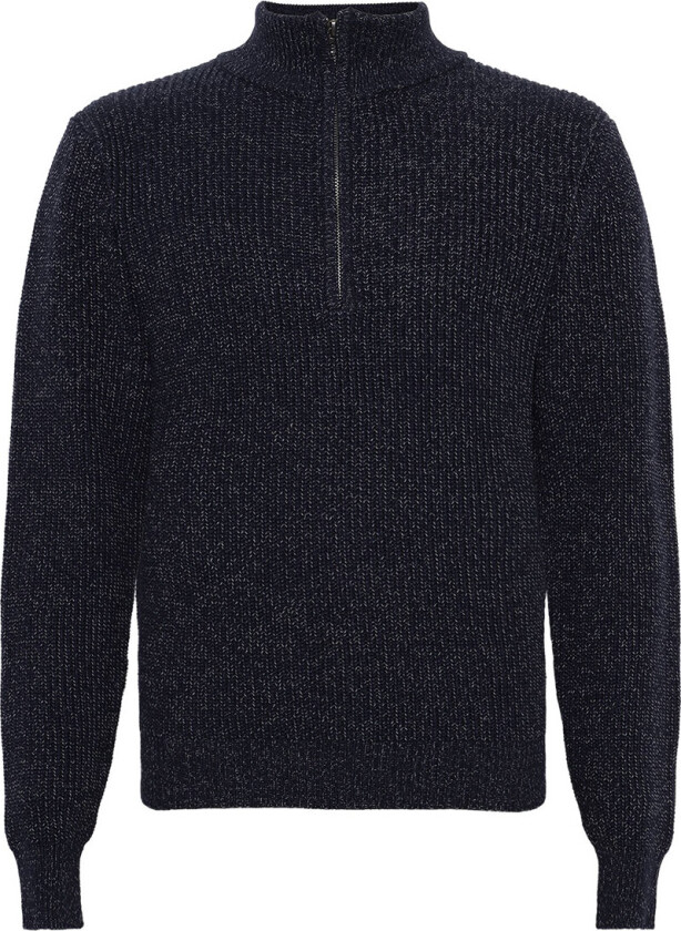 Genser m. Glidelås- Strikk - Grønntone - Navy Melert - - 12 år (152) - Genser