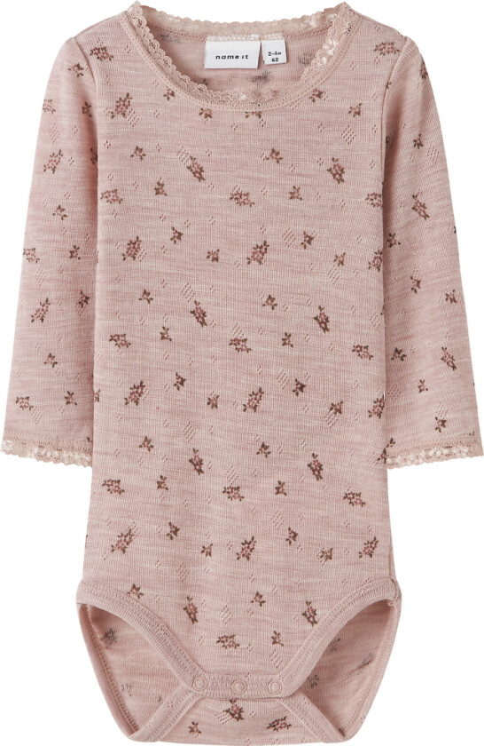 Body I/e - Ull - Noos - NbfWang - Shadow Grå/Small flyt - - 1 år (80) - Langermet Body