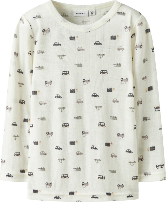 Genser - Ull - Rib - Noos - NmmWang - Snow White/Small c - - 7-8 år (122-128) - Genser