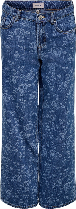 Jeans - KogHope - Medium+ Blue Denim m. Blomster - - 10 år (140) - Jeans