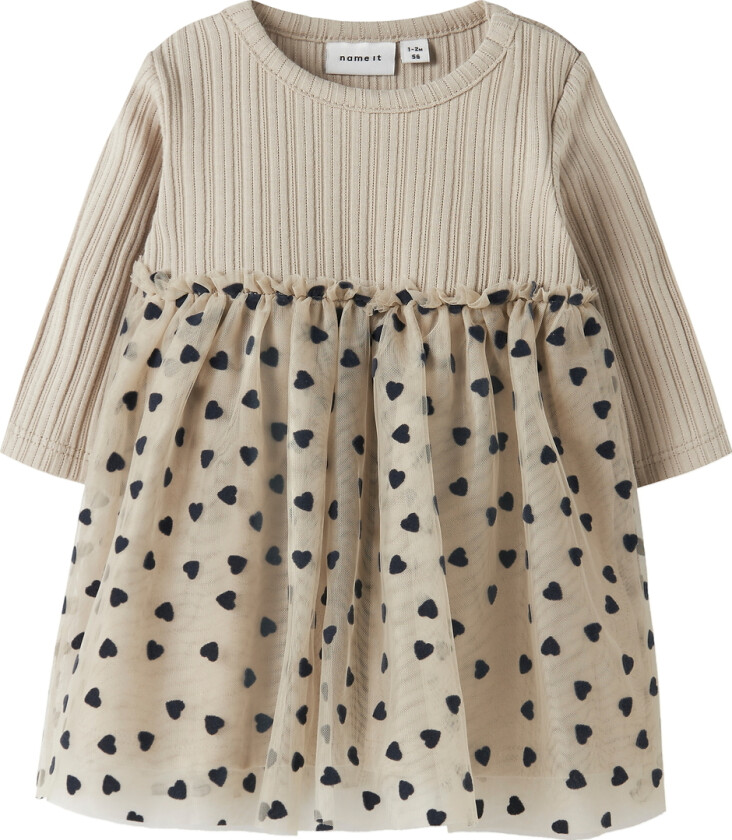 Kjole - Rib - NbfNea Tulle - Islandsk fossil - - 50 - Kjole