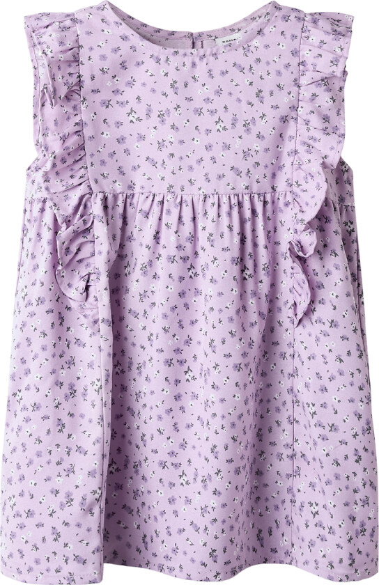 Kjole - NmfJolly - Lavendel m. Blomster - - 3 år (98) - Kjole