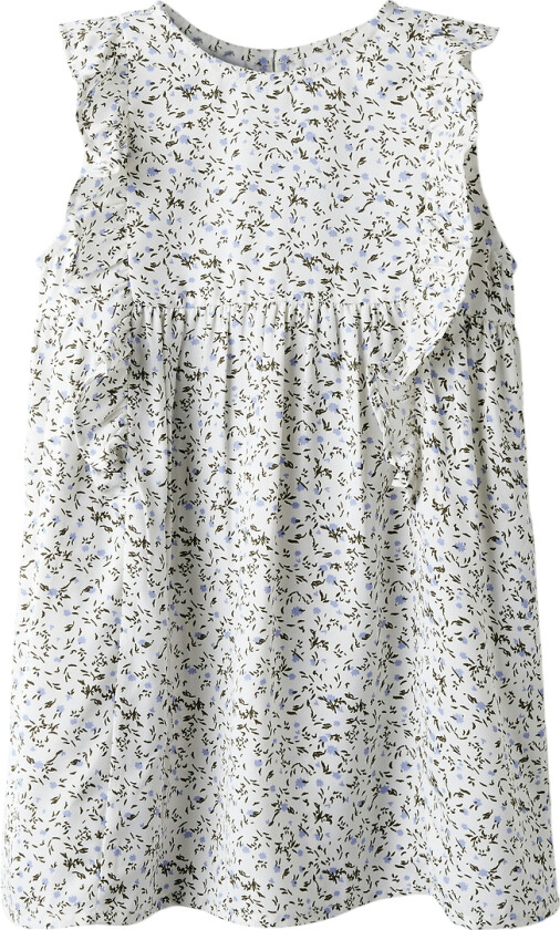 Kjole - NmfJolly - Star White m. Blomster - - 1 år (80) - Kjole