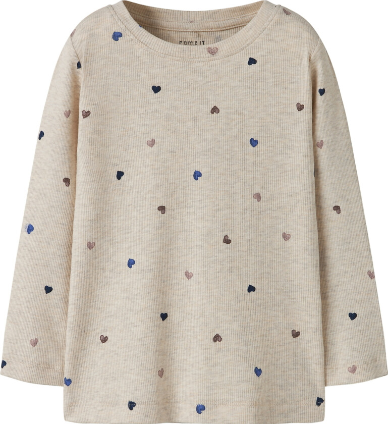 Genser - Rib - Noos - NmfNutti - Peyote Melange m. Hjert - - 3 år (98) - Genser