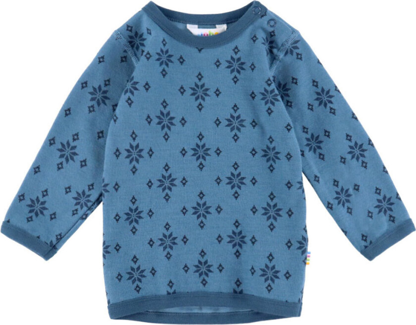 Genser - Ull/Bomull - Blå m. Snøfnugg - - 60 - Genser
