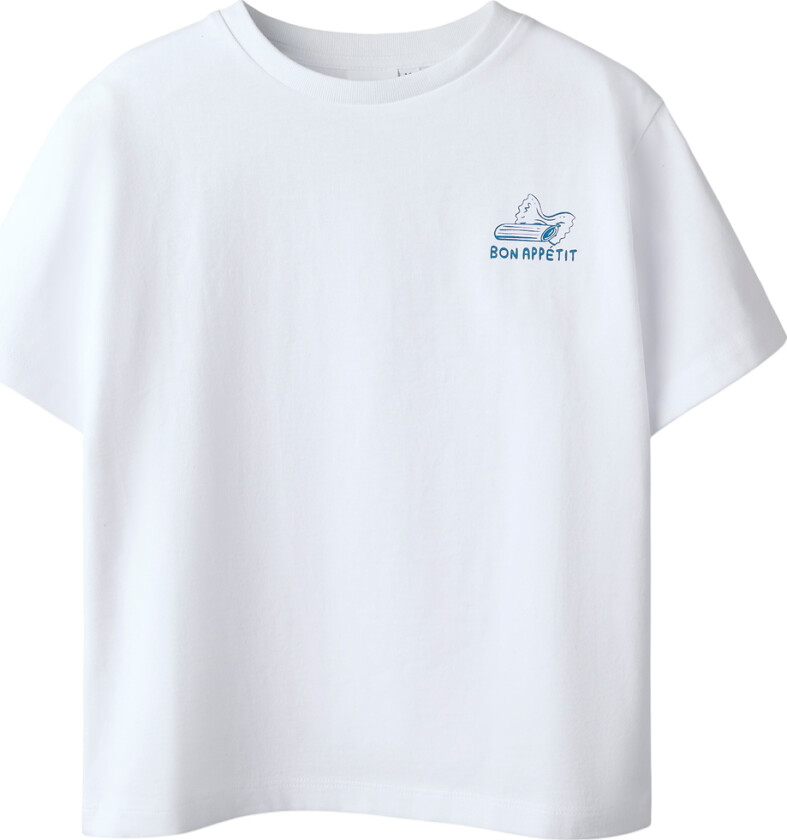 T-skjorte - NkmFrederik - Bright White m. Trykk - - 7-8 år (122-128) - T-skjorte