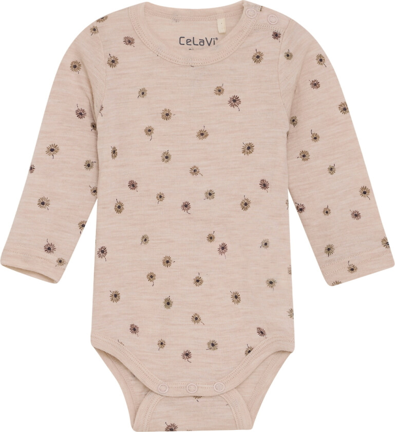 Body I/e - Ull - Rose Dust m. Blomster - - 50 - Langermet Body