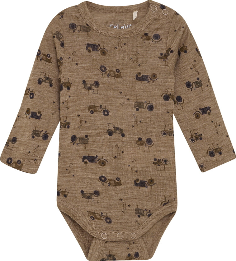 Body I/e - Ull - Kakao Krem m. Traktorer - - 70 - Langermet Body