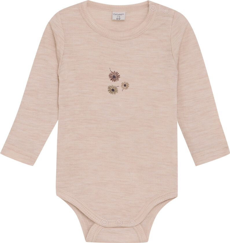 Body I/e - Ull - Rose Dust m. Trykk - - 60 - Langermet Body