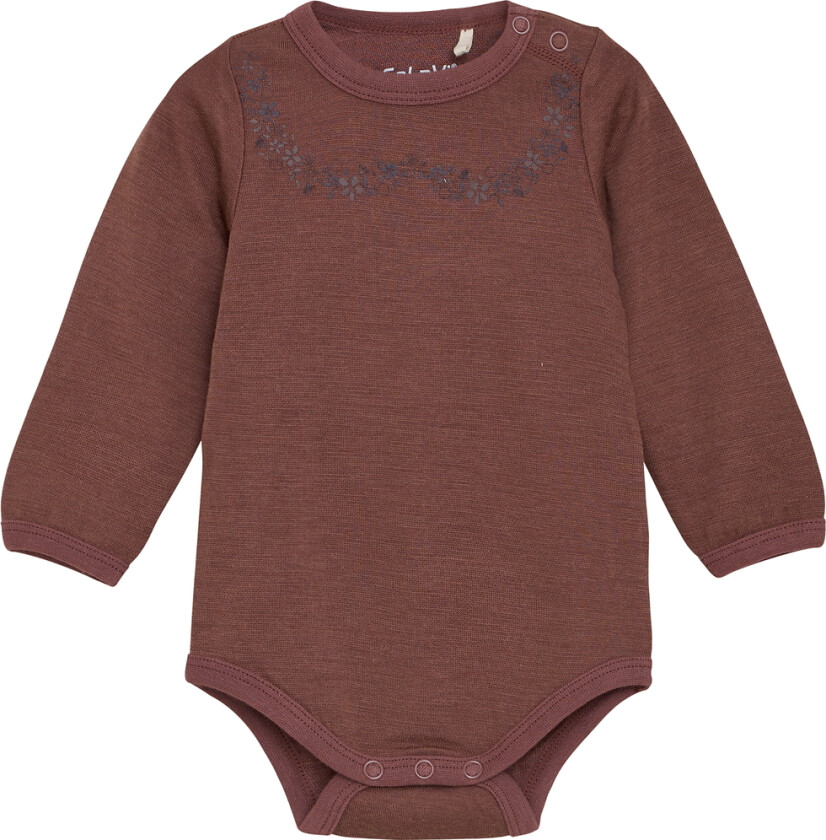 Body I/e - Ull - Rødbrun m. Trykk - - 50 - Langermet Body