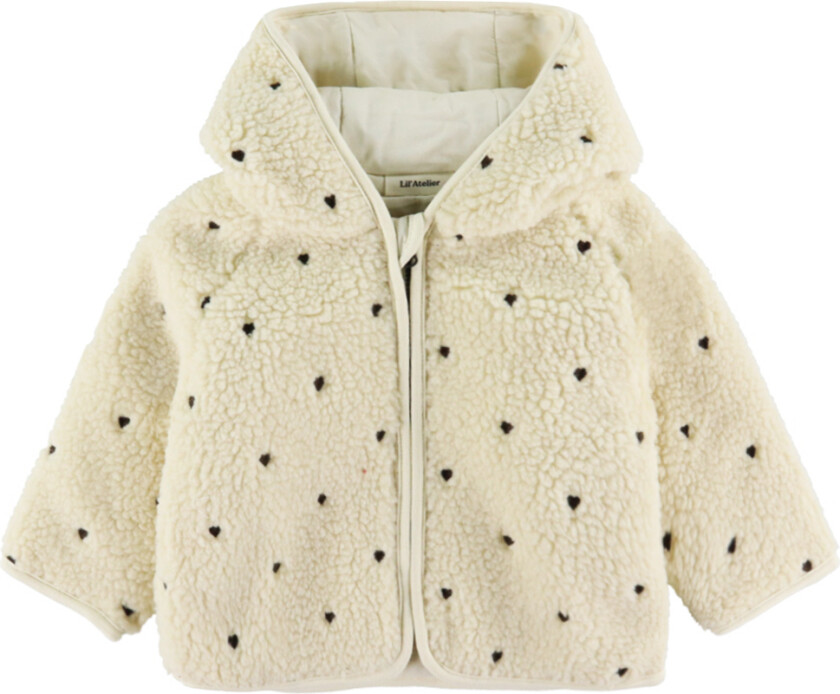 Lil' Atelier Fleecejakke - Loose - NbnNalo - Turteldue/Hearts E - Lil Atelier - 68 - Fleecejakke