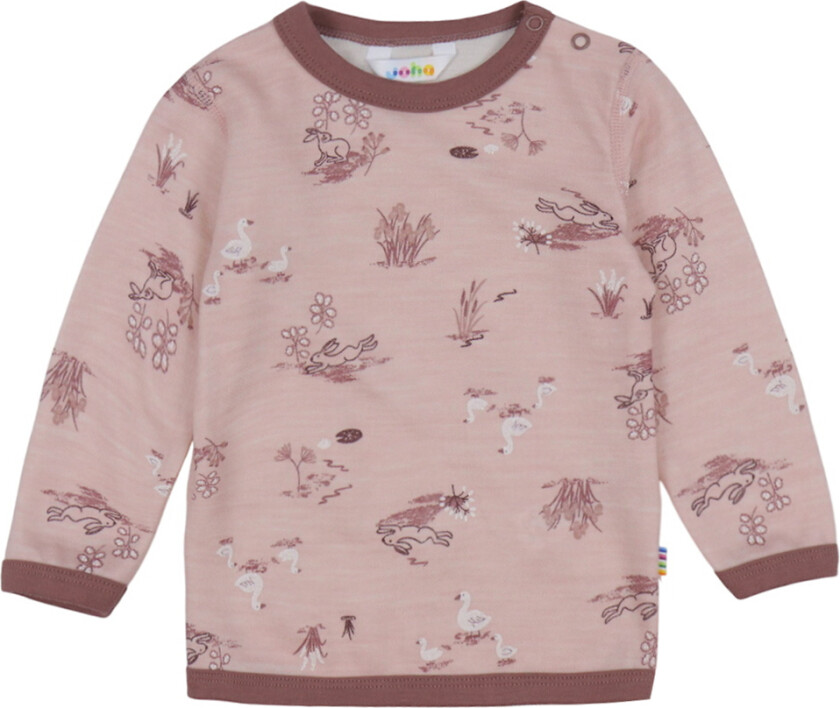 Genser - Ull/Bambus - Lyserød m. Trykk - - 60 - Genser