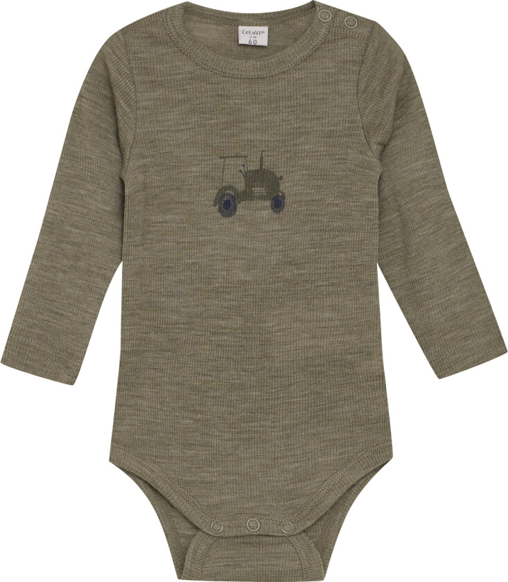 Body I/e - Ull - Skumret Green m. Traktor - - 80 - Langermet Body