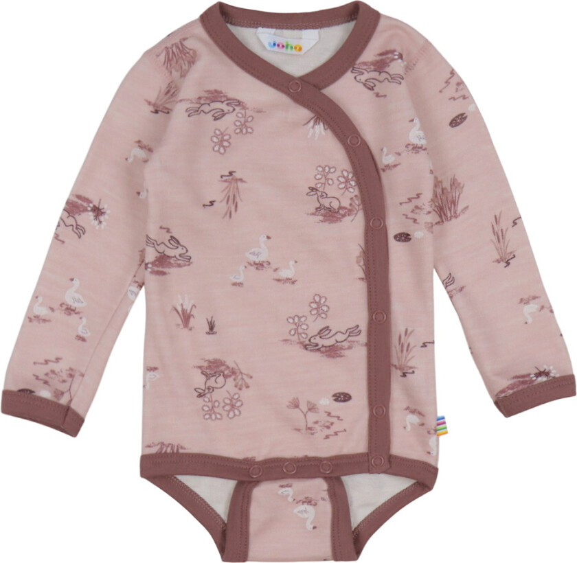Omslagsbody I/e - Ull/Bambus - Lyserød m. Trykk - - 80 - Langermet Body