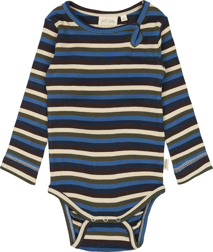 Body I/e - Rib - Modal - Ekte Navy/Flerstripet - - 1 år (80) - Langermet Body