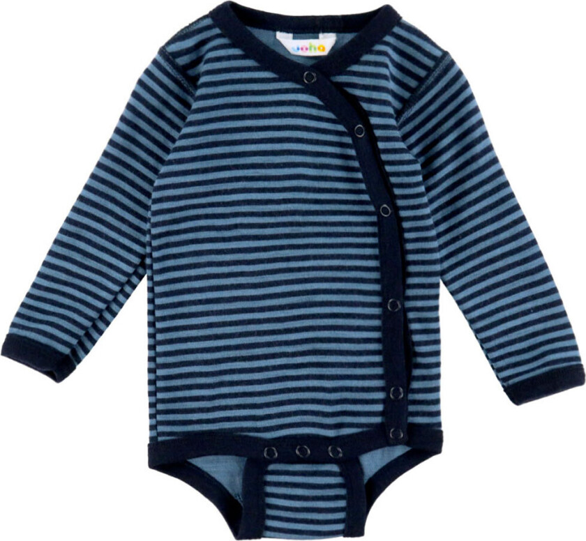 Omslagsbody I/e - Ull - Blå m. Striper - - 70 - Langermet Body