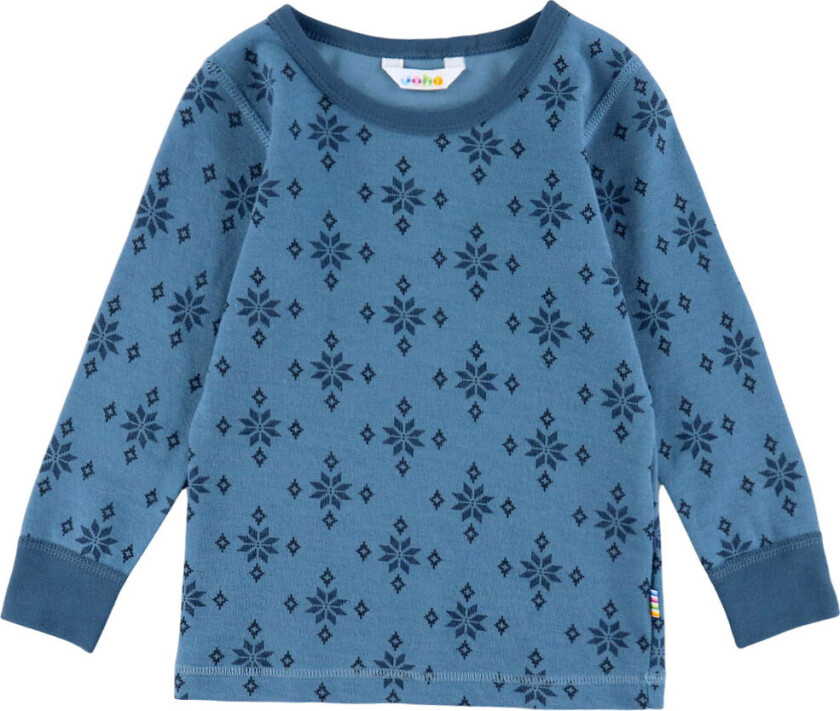Genser - Ull/Bomull - Blå m. Snøfnugg - - 120 - Genser